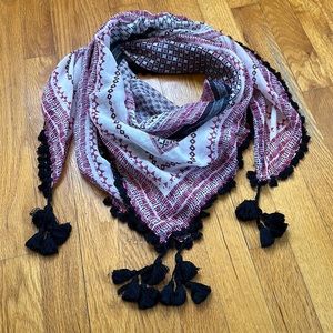 Printed Scarf with Tassels